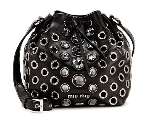 miu miu drawstring pouch|Black Leather Bucket Bag .